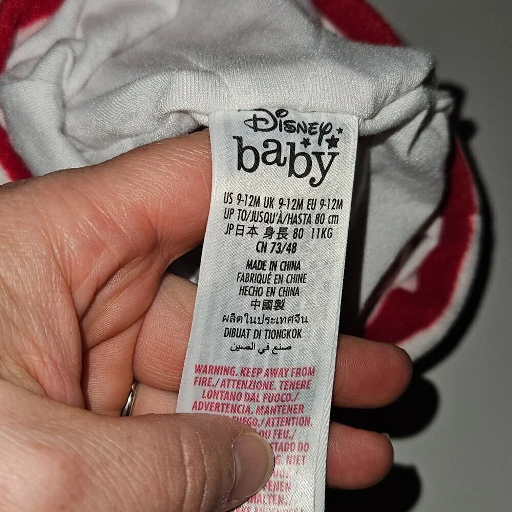 2 Disney Baby Hat Lot Ribbed Winnie Pooh 0-6 M Red White Striped Mickey 9-12 M